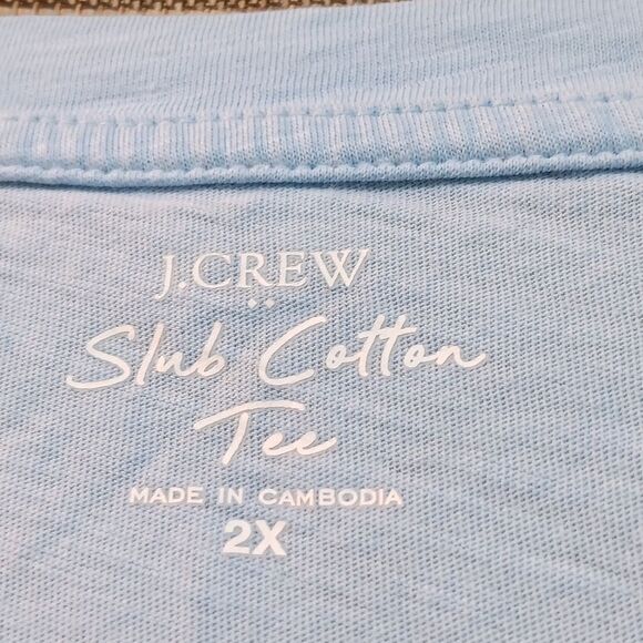 J. Crew Sky Blue V-Neck Long Sleeve Cotton Tee - Picture 2 of 4